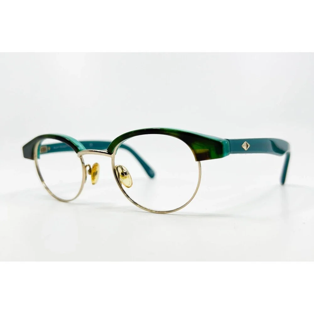 Scott Harris Eyeglass Frames Mens Womens Green V-25 C1 Round Browline 45-20-143